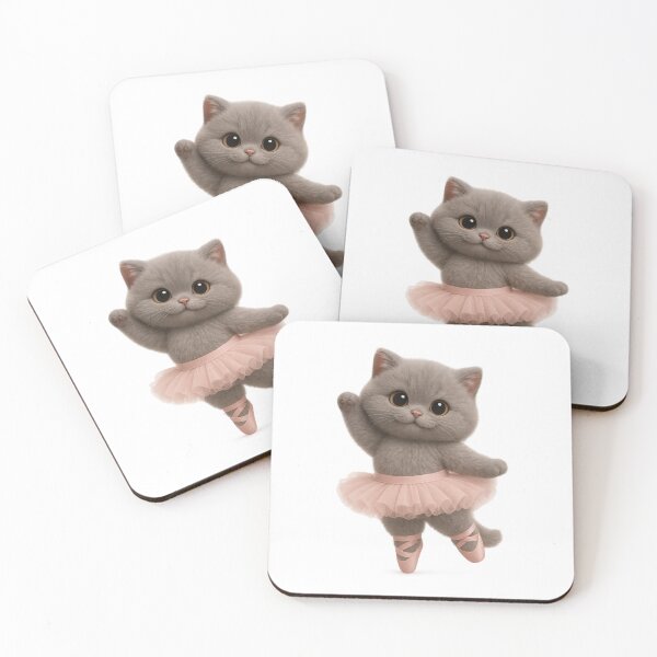 Item preview, Cute Ballet Cat in Pink Tutu - Adorable Grey British Shorthair Cat Art designed and sold by Moons Studio.