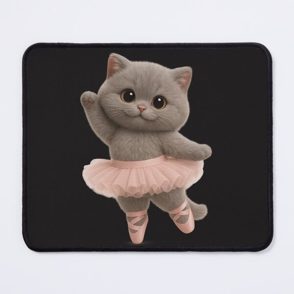 Item preview, Cute Ballet Cat in Pink Tutu - Adorable Grey British Shorthair Cat Art designed and sold by Moons Studio.