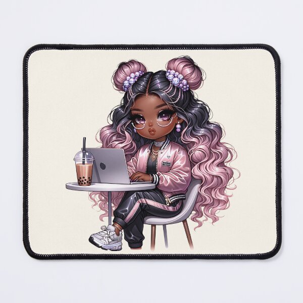 Item preview, Adorable Brown Girl in Dress – Kawaii Cartoon Style designed and sold by Lulunza.