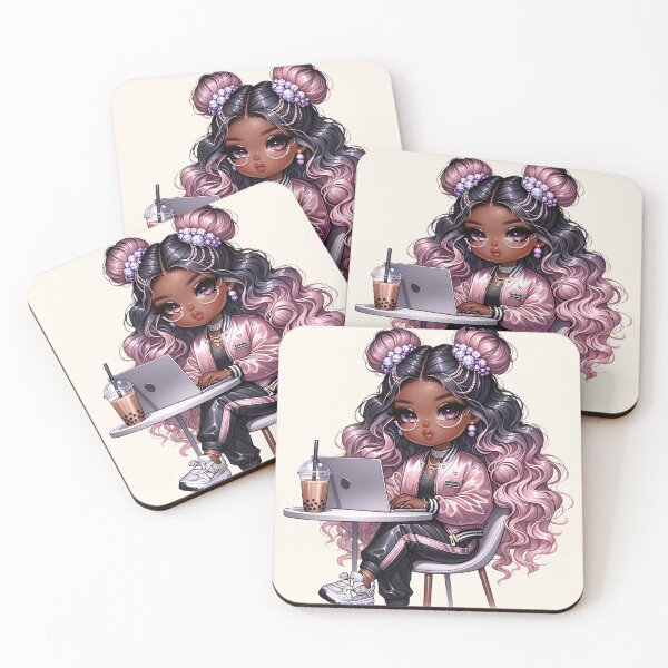 Item preview, Adorable Brown Girl in Dress – Kawaii Cartoon Style designed and sold by Lulunza.