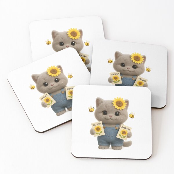 Item preview, Cute Sunflower Farmer Cat with Seed Packets - Adorable Gardening Cat Art designed and sold by Moons Studio.