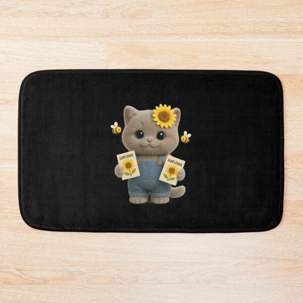 Item preview, Cute Sunflower Farmer Cat with Seed Packets - Adorable Gardening Cat Art designed and sold by Moons Studio.