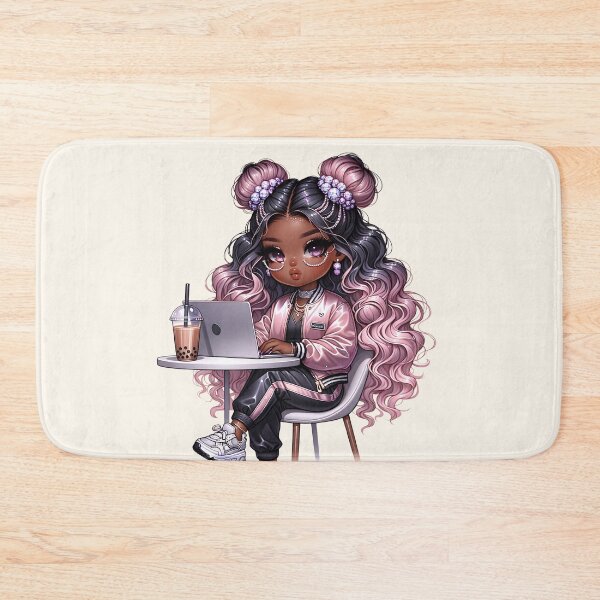 Item preview, Adorable Brown Girl in Dress – Kawaii Cartoon Style designed and sold by Lulunza.