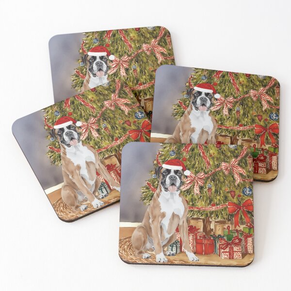 Item preview, Boxer Dog Christmas Tree Dog Puppy Watercolor designed and sold by Magnolia Valley Art.