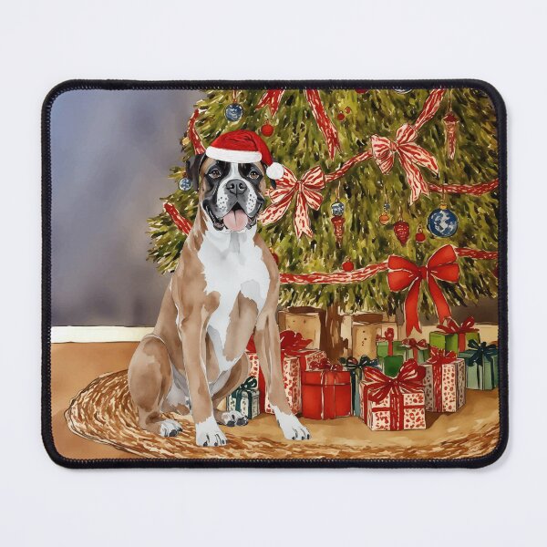 Item preview, Boxer Dog Christmas Tree Dog Puppy Watercolor designed and sold by Magnolia Valley Art.