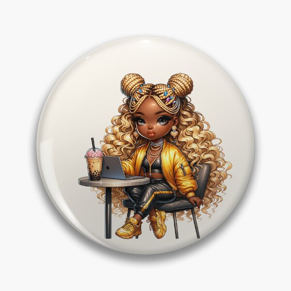 Item preview, Pretty Black Girl with Natural Hair – Cute Digital Art designed and sold by Lulunza.