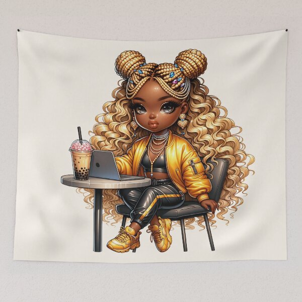 Item preview, Pretty Black Girl with Natural Hair – Cute Digital Art designed and sold by Lulunza.