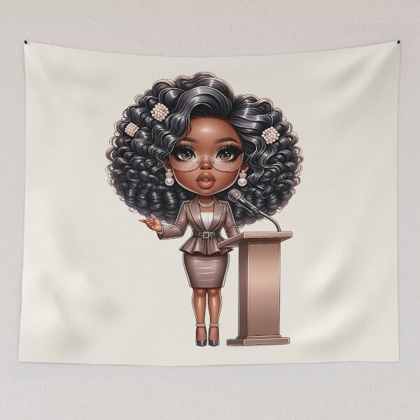 Item preview, Adorable Brown Girl in Dress – Kawaii Cartoon Style designed and sold by Lulunza.