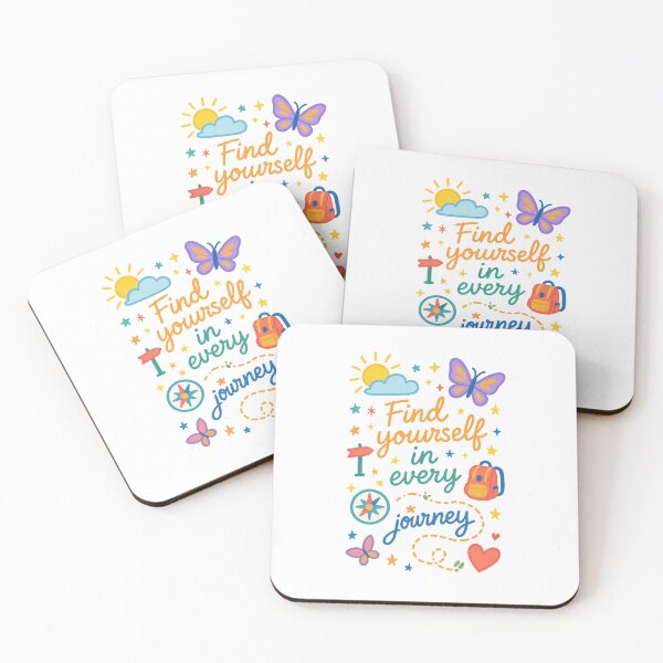 Artikelvorschau, Find Yourself in Every Journey – Colorful Travel Quote Illustration entworfen und verkauft von WildHerJourney.