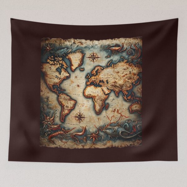 Item preview, Antique Nautical World Map designed and sold by Antik by Schulz.