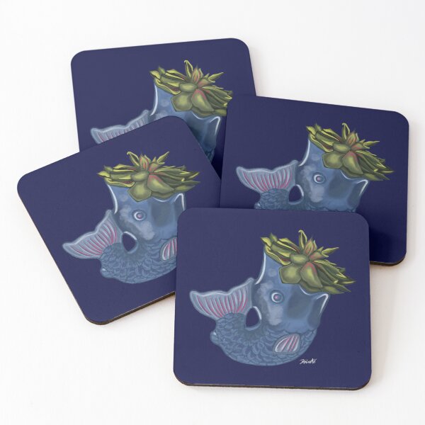Item preview, Fish Vase 2-Illustration-Navy designed and sold by deblevart.