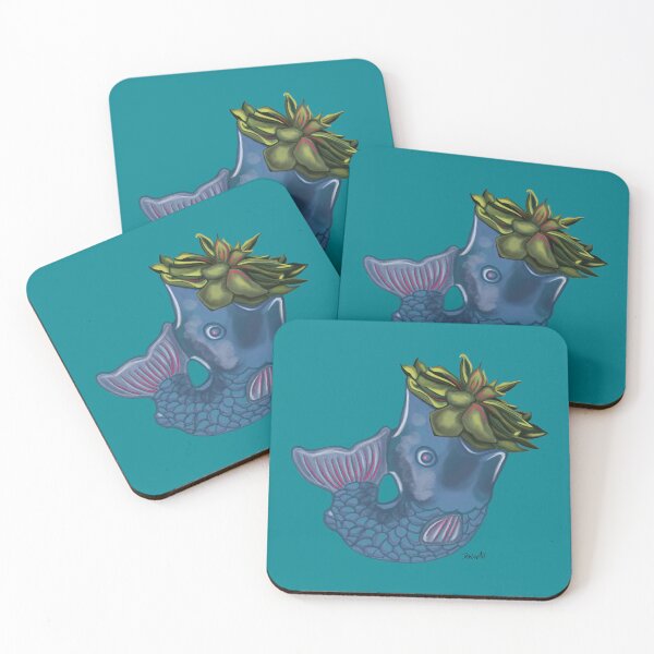 Item preview, Fish Vase 2-Illustration-Teal designed and sold by deblevart.