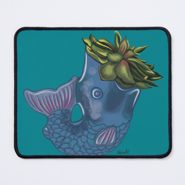 Item preview, Fish Vase 2-Illustration-Teal designed and sold by deblevart.
