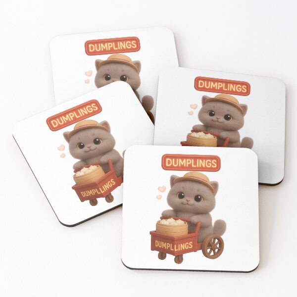 Item preview, Cute Dumpling Cart Cat - Adorable British Shorthair Kitten Food Art designed and sold by Moons Studio.