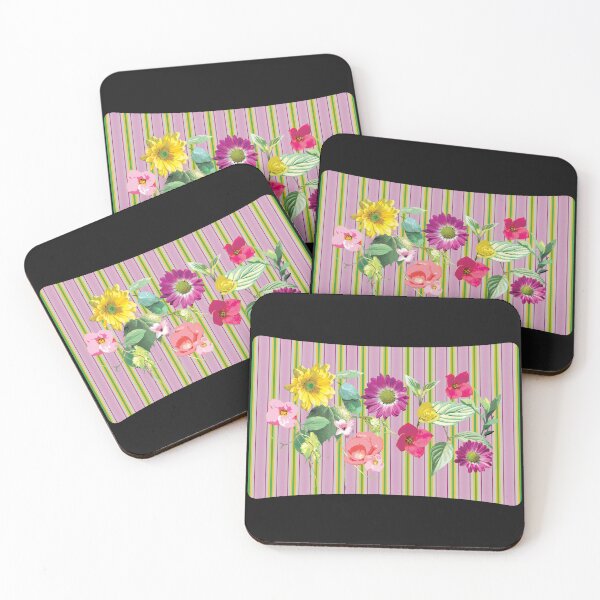 Item preview, Healing Flowers from the Abstract Garden in Colorful Stripes designed and sold by cremedecolor.