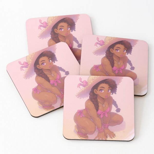 Item preview, Afro Girl in Pink Bikini | Cute Summer Beach Illustration | Black Woman Aesthetic Art designed and sold by TedKentPhoto.