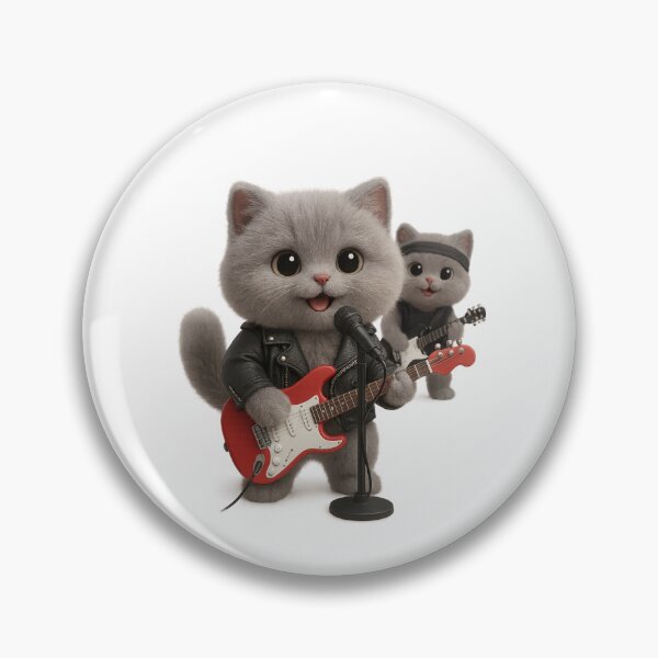 Item preview, Cute Rock Band Cat Playing Guitar - Adorable Grey British Shorthair Kitten Art designed and sold by Moons Studio.