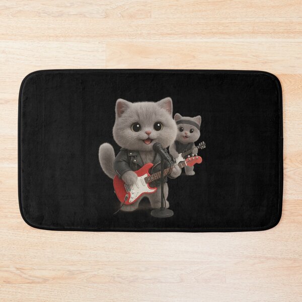Item preview, Cute Rock Band Cat Playing Guitar - Adorable Grey British Shorthair Kitten Art designed and sold by Moons Studio.