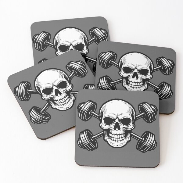 Item preview, Tattoo-Style Skull with Crossed Barbells – Gym Design designed and sold by NoRestDesigns.