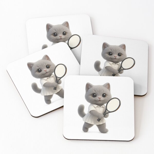 Item preview, Cute Cat Playing Tennis in Adorable Uniform - Kawaii Grey British Shorthair Sports Kitten Design designed and sold by Moons Studio.