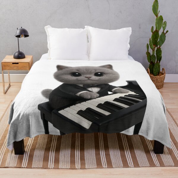 Item preview, Cute Pianist Cat illustration - Adorable Grey British Shorthair Kitten Music Art designed and sold by Moons Studio.