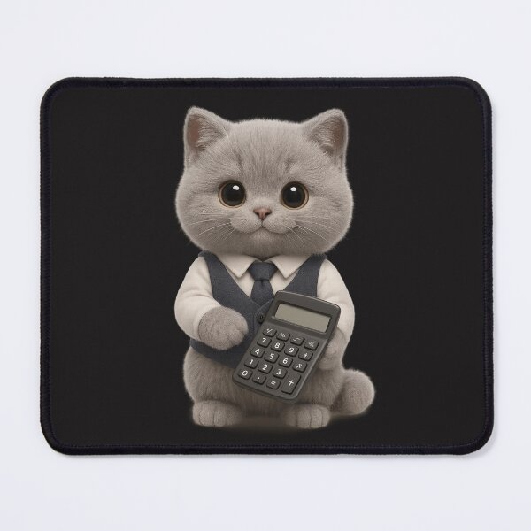 Item preview, Cute Accountant Cat with Calculator - Adorable Grey British Shorthair Kitten Art designed and sold by Moons Studio.