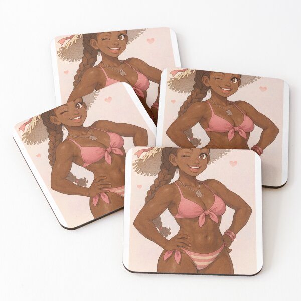 Item preview, Afro Girl in Pink Bikini | Cute Summer Beach Illustration | Black Woman Aesthetic Art designed and sold by TedKentPhoto.