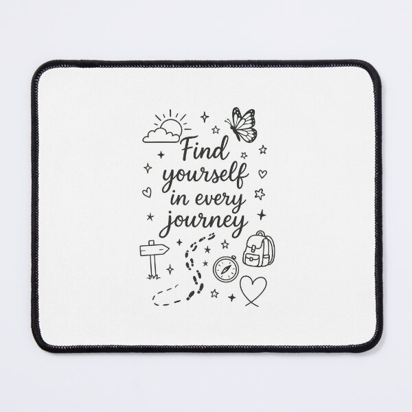 Item preview, Find Yourself in Every Journey – Minimalist Black and White Travel Quote Illustration designed and sold by WildHerJourney.