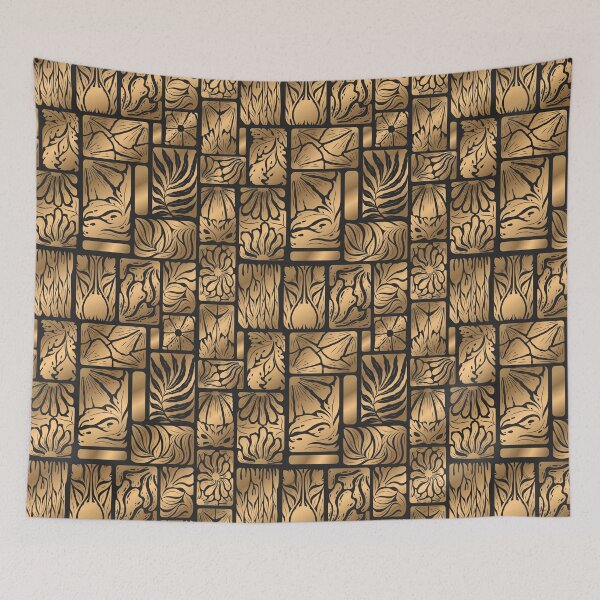 Item preview, Abstract gold floral pattern designed and sold by DarianaArt.