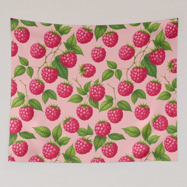 Item preview, Ripe red raspberries and juicy blackberries with leaves and branches designed and sold by PattaZone.