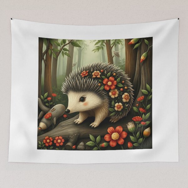 Item preview, Folk Art Hedgehog with Floral Motifs designed and sold by sharon1210.