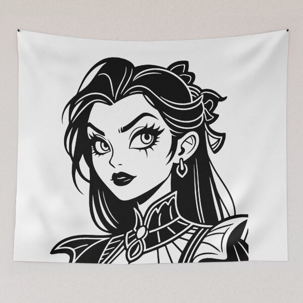 Item preview, Gothic Warrior Princess Art – Bold Black and White Fantasy Portrait designed and sold by Arbortising.