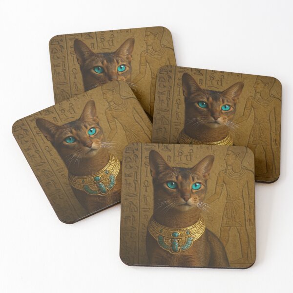 Item preview, Mystical Ancient Egyptian Cat with Blue Eyes and Gold Jewelry designed and sold by Queen Cleopatra.