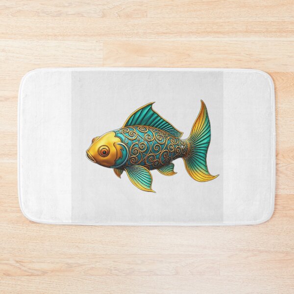 Item preview, Gold & Teal Koi Fish with Spiral Patterns designed and sold by sharon1210.