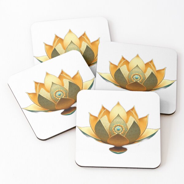 Item preview, Gold and Teal Lotus with Hexagonal Patterns designed and sold by sharon1210.