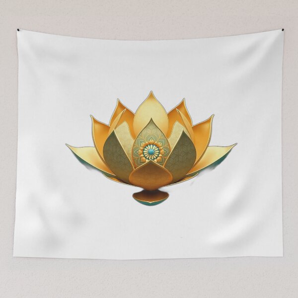 Item preview, Gold and Teal Lotus with Hexagonal Patterns designed and sold by sharon1210.
