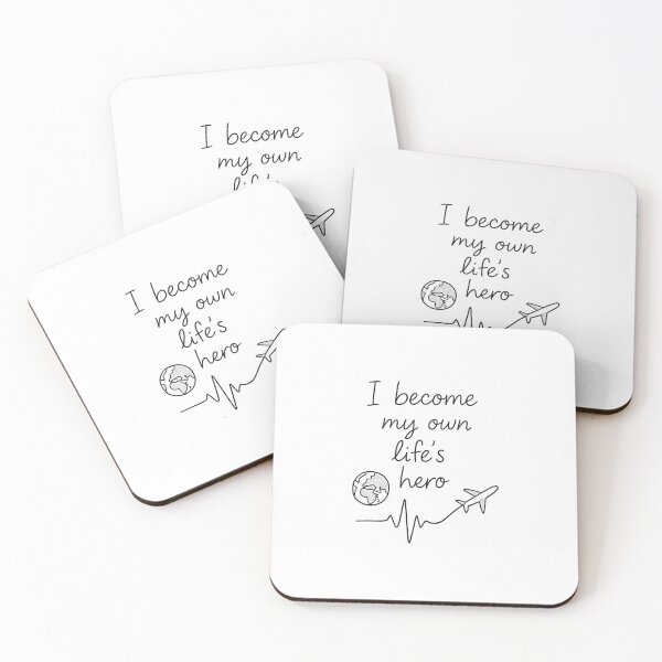 Item preview, I Become My Own Life’s Hero – Minimalist Black and White Travel Quote Illustration designed and sold by WildHerJourney.