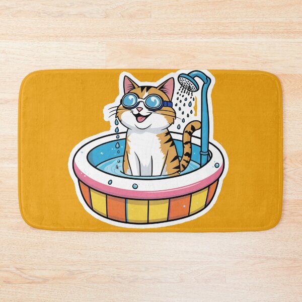 Item preview, Funny Cat with Goggles Enjoying a Pool Shower designed and sold by LEO'S CREATURE　れおずくりーちゃー.