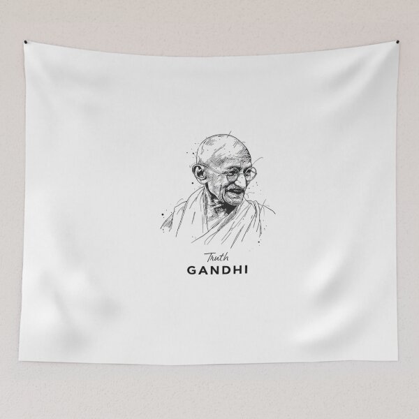 Item preview, Line art of man with glasses and robe, labeled Truth Gandhi designed and sold by DadGenX.