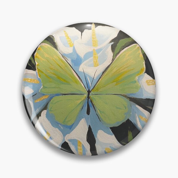 Item preview, White Calla Lillies and Green Butterfly designed and sold by Spooky Ash Art.