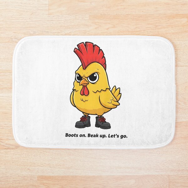 Item preview, Pollo chico malo de dibujos animados Pollo punk con mohawk rojo y botas designed and sold by AV.