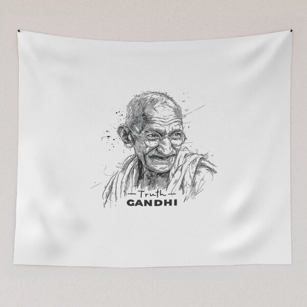 Item preview, Line art of Gandhi with gentle smile and glasses designed and sold by DadGenX.