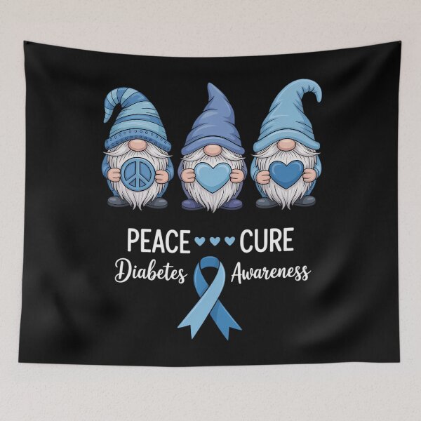 Item preview, Peace Love Cure Gnome Diabetes Awareness Survivors designed and sold by DoorwayThreads.