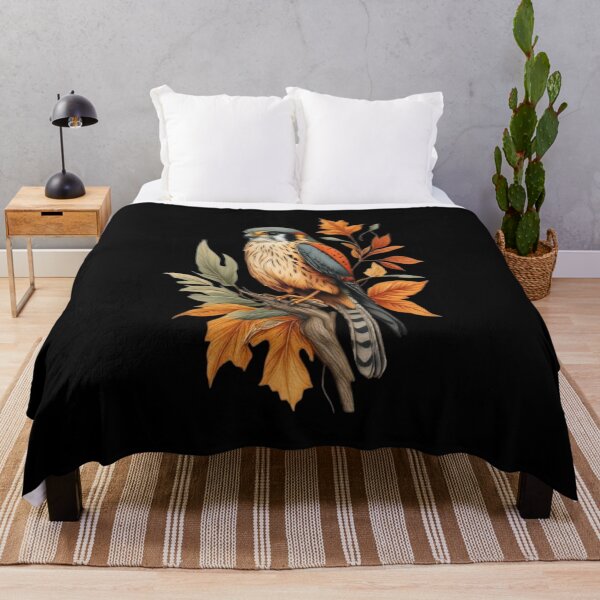 Item preview, American Kestrel Bird with Autumn Leaves Nature Art designed and sold by BirdsnStuff.