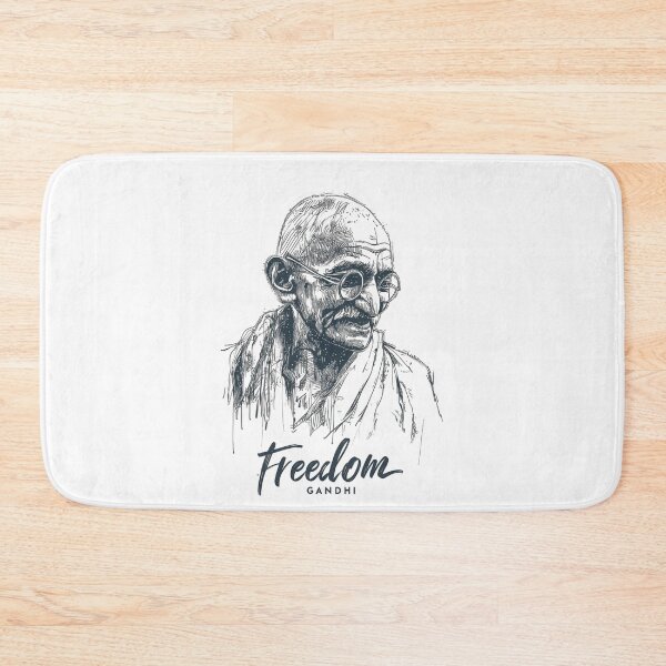 Item preview, Line art of man with glasses and robe, labeled Freedom Gandhi designed and sold by DadGenX.