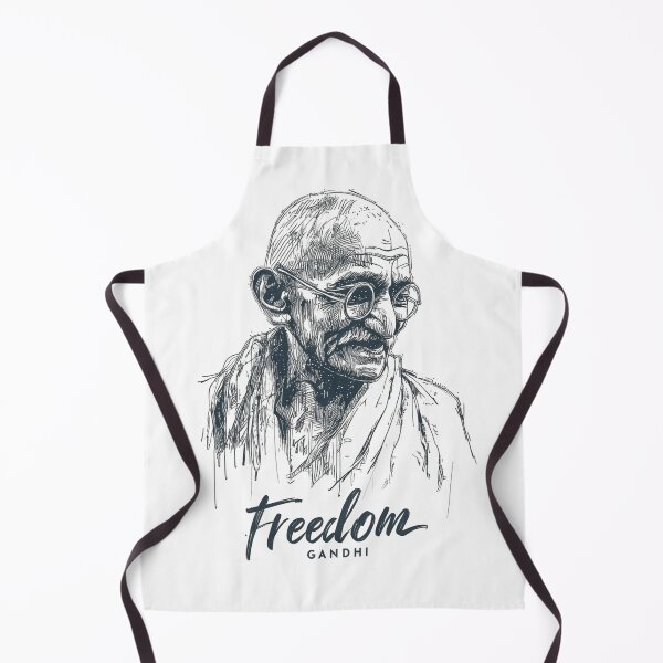 Item preview, Line art of man with glasses and robe, labeled Freedom Gandhi designed and sold by DadGenX.