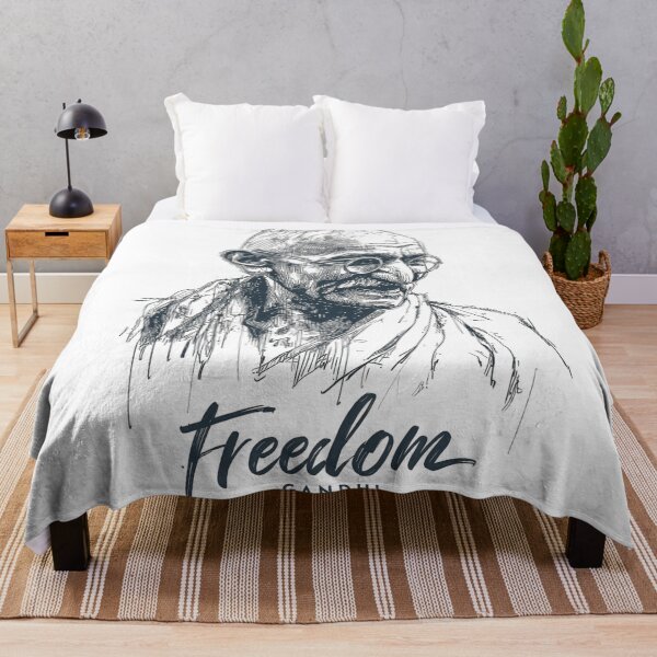 Item preview, Line art of man with glasses and robe, labeled Freedom Gandhi designed and sold by DadGenX.