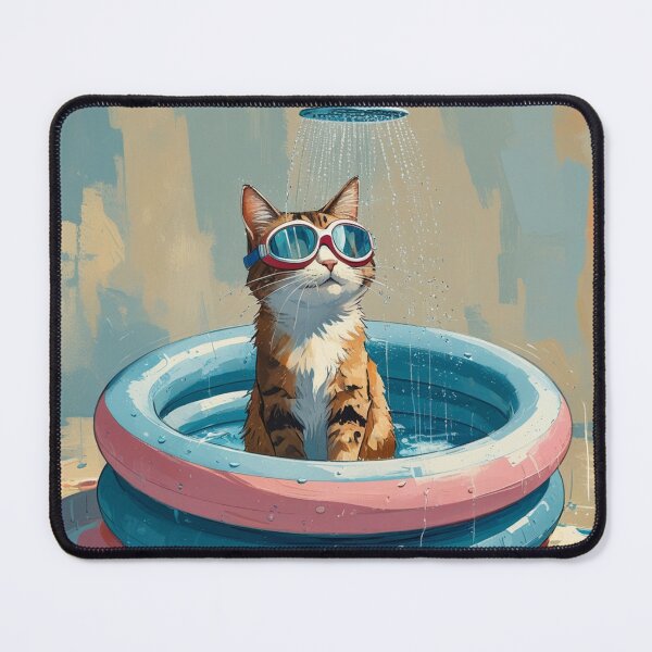 Item preview, Cat with Goggles Taking a Shower in a Kiddie Pool designed and sold by LEO'S CREATURE　れおずくりーちゃー.