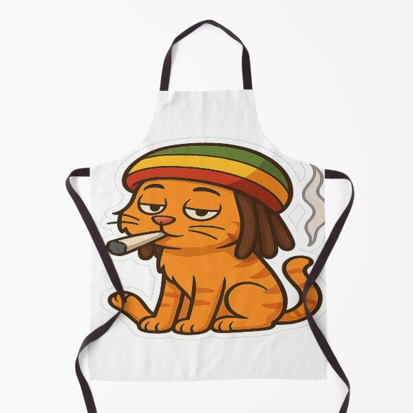Item preview, Funny Rasta Cat Cartoon Orange – Reggae Stoner Cat with Joint Sticker & T-Shirt Design designed and sold by MeowLaugh.