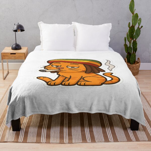 Item preview, Funny Rasta Cat Cartoon Orange – Reggae Stoner Cat with Joint Sticker & T-Shirt Design designed and sold by MeowLaugh.